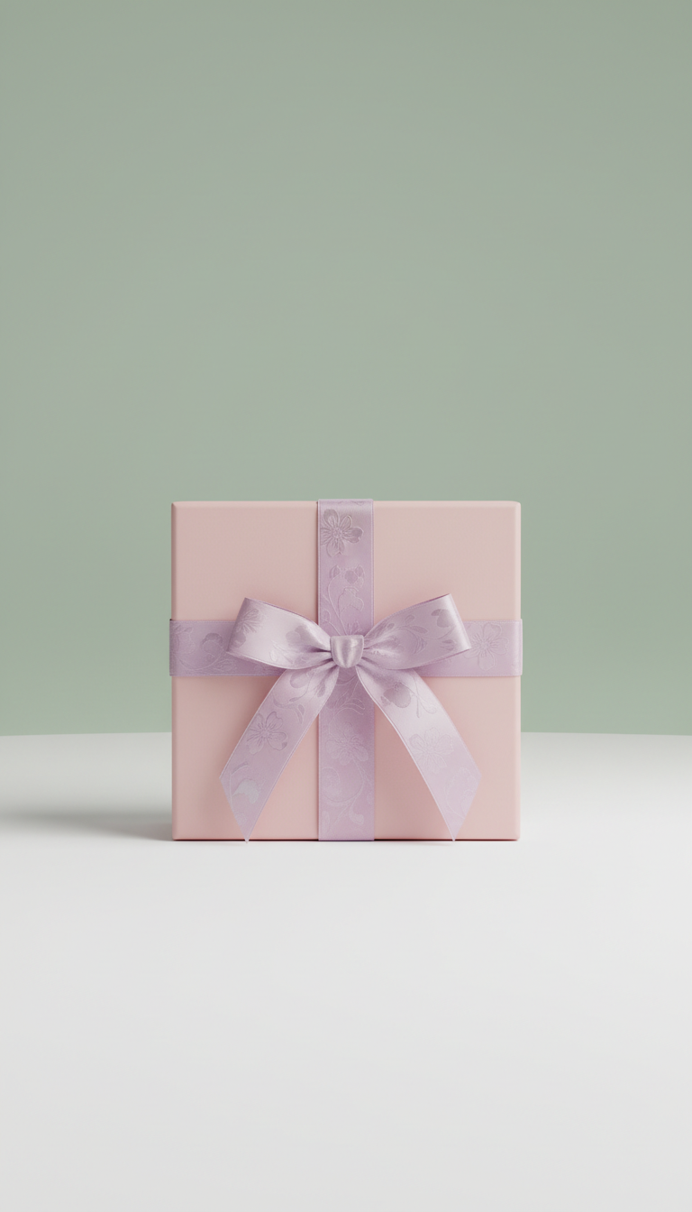 Gift Box With Pastel Ribbon