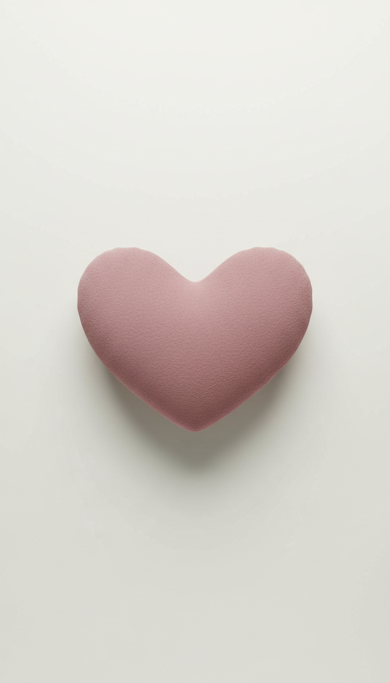 Plush Heart-Shaped Cushion Dusty Rose